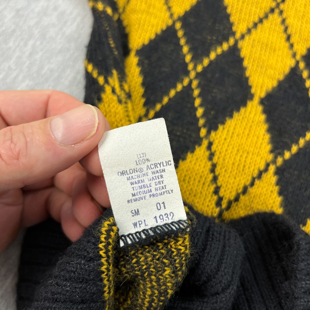 Vintage Garland Argyle Cardigan Sweater Womens S Yellow Black Orlon Acrylic 60s - Picture 6 of 10